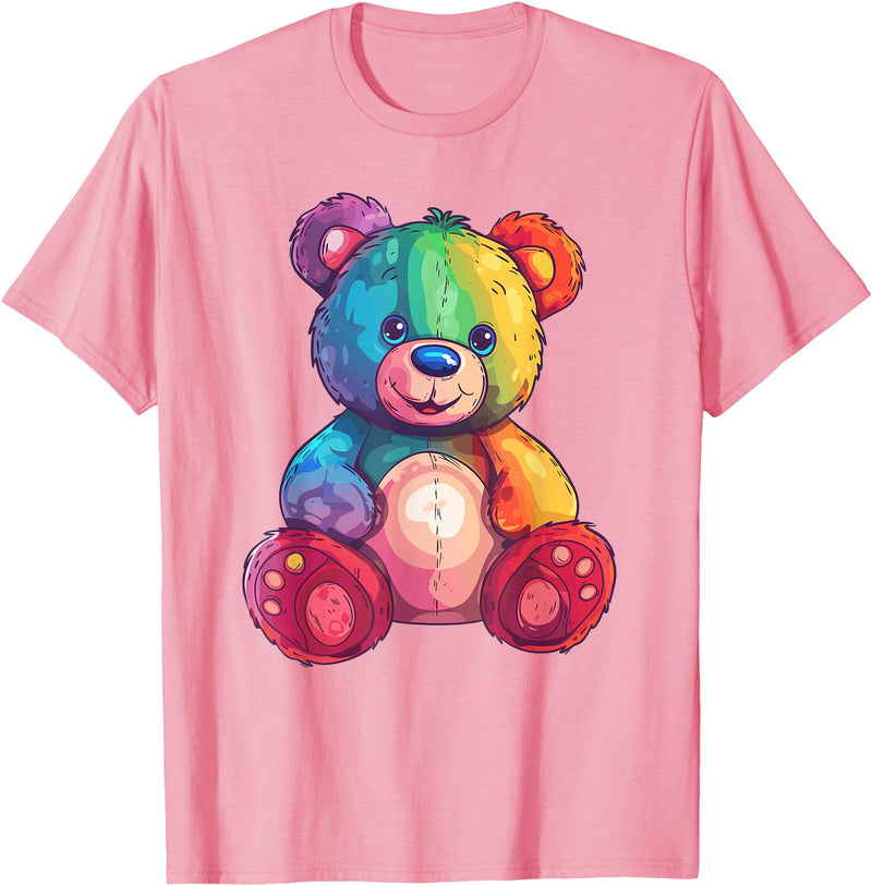 Cute Teddy Bear I Teddy Art I Kids Teddy Bear Colorful Teddy Bear T-Shirt - Pink