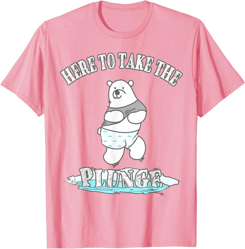 TLHM Polar Bear Gifts Here To Take The Plunge - Polar Bear Freezing Water Plunge T-Shirt - Pink