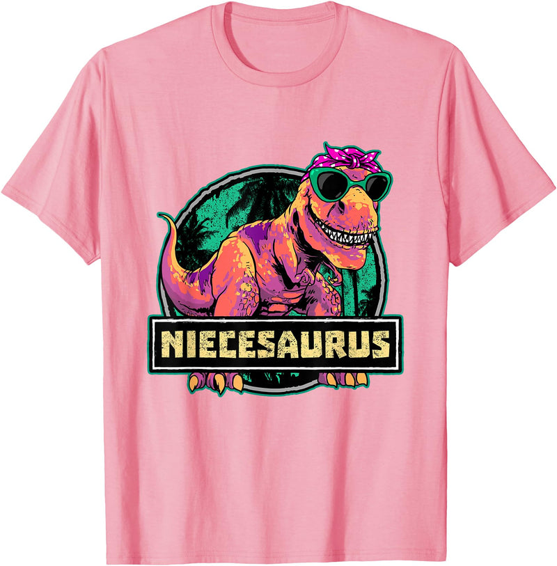 Wowsome! Niece Shirt Niecesaurus Matching Dinosaur Birthday Party T-Shirt - Pink