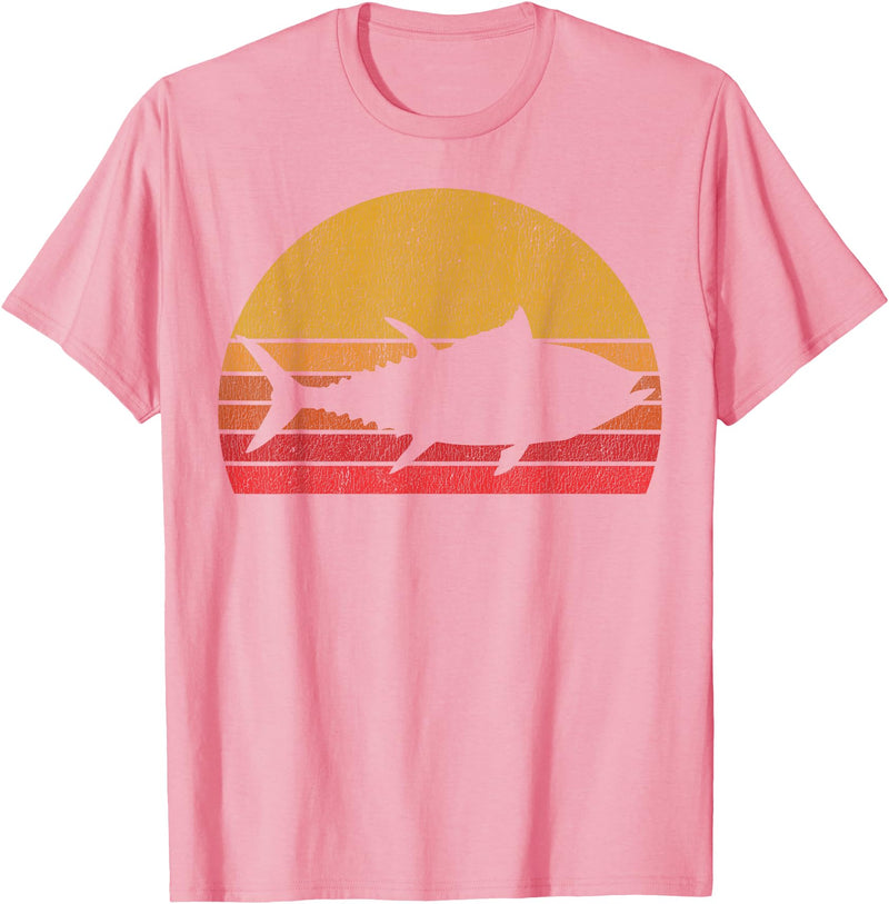 Tuna Fishing Apparel Co. Tuna Fishing Retro Sunset Bluefin Fisherman T-Shirt - Pink