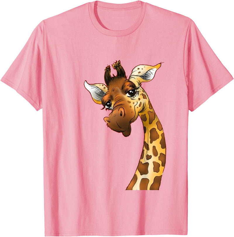 Funny giraffe t-shirt animal love zoo and safari Love giraffe Women wildlife giraffe Lovers tee for kids girl T-Shirt - Pink