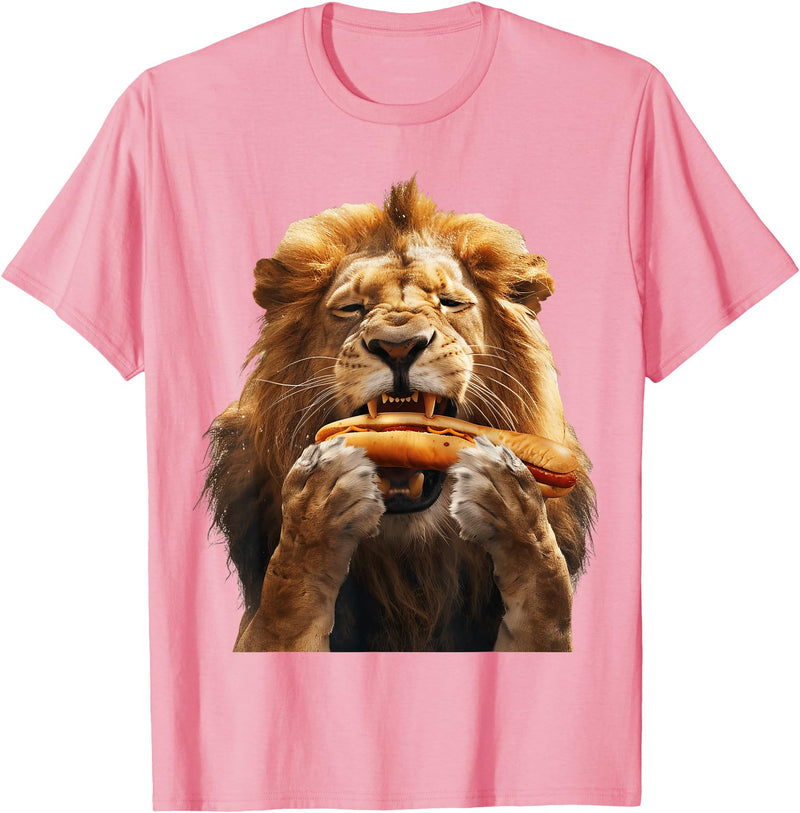Animal Hotdog Design Lion Hotdog T-Shirt - Pink