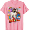 Funny Rainbow Sloth Llama in space Co. Sloth Llama Galaxy Pizza Taco Burrito Rainbow Funny Surreal T-Shirt - Pink