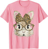 Funny Bunny Face Glasses Bandana Leopard Rabbit Happy Easter T-Shirt in Pink