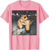 Hamster Drinking Iced Coffee Funny Animal Meme Men Women T-Shirt - Pink