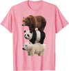 Funny Stacked Bear Panda Polar Bear Animal We Bears Realistic Stacked Bares Meme Animal T-Shirt - Pink