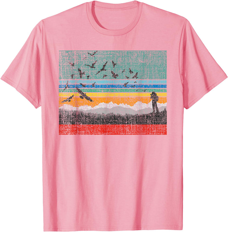 Birding & Bird Lover Shirts Retro Birding Bird Watching Bird Watcher Birder T-Shirt Small - Pink