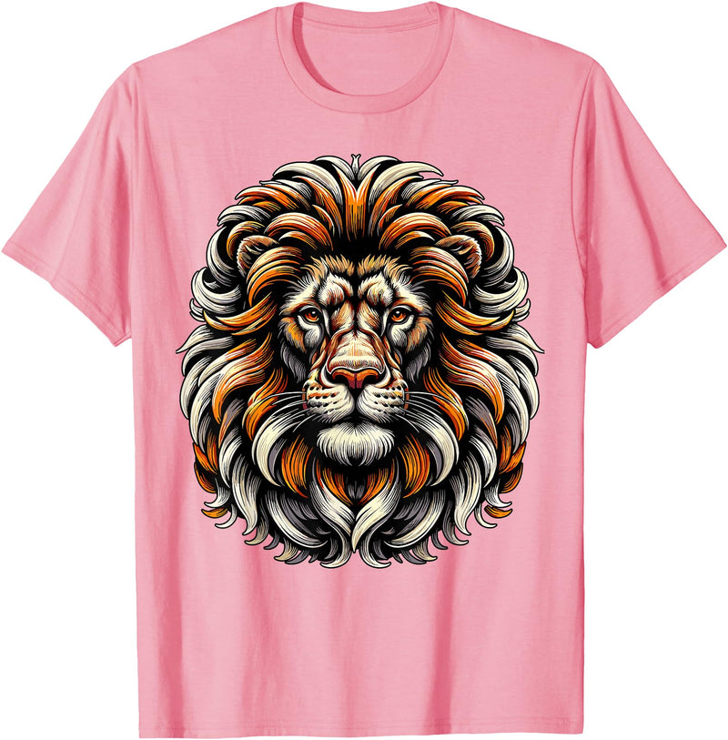 Lion Lover Face Wild Animal Lion Face Animal Lion T-Shirt - Pink