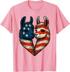 Fourth of July Clothing Co. Patriotic Llamas Heart American Flag 4th of July Graphic T-Shirt - Pink