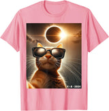 eclipse solar shirt 2024 eclipse funny cat shirt cat taking a selfie with solar 2024 eclipse wearing Glasses T-Shirt