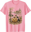 Vintage 90s Cats And Pumpkin Halloween Women Men Funny Retro 90s Kitten Black Cats and Pumpkin Halloween T-Shirt - Pink