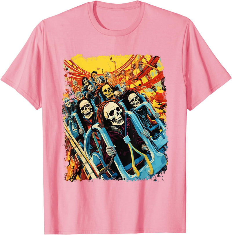 Amortuus Skeleton Roller Coaster T-Shirt - Pink