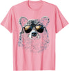 Forest Illustration Bear Art Nature Bear Wearing Sunglasses Wildlife Artwork Graphic Bear T-Shirt - Pink