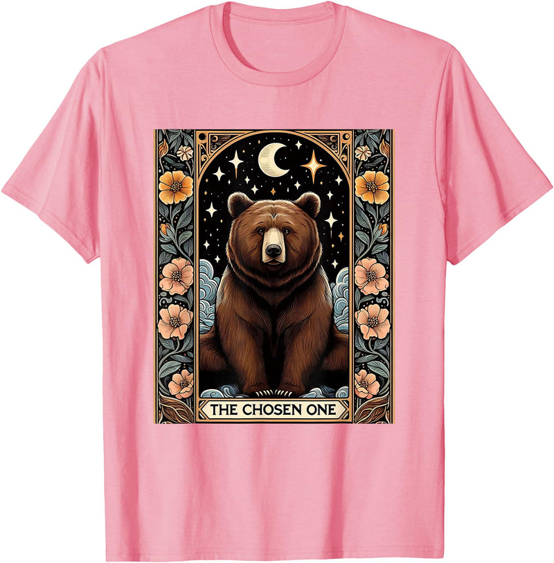 Funny I Choose the Bear Tarot Card Women Girls Trending T-Shirt - Pink