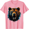 Forest Animal Art Bear Portrait Splash Forest Artwork Animal Lovers Motif T-Shirt - Pink