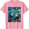 Bear Designs. Cute Panda Bear Van Gogh Style Starry Night Graphic T-Shirt - Pink