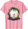 Mountain Woodland Animals Cute Rabbit Nature Floral T-Shirt in Pink