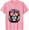 Fashionable Animals Wearing Pink Bandanas Lion Wearing a Pink Bandana Headband and Sunglasses T-Shirt - Pink
