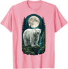 Polar Wilderness Fan Wildlife Lover Polar Bear Full Moon Night Forest Wildlife Nature Lover T-Shirt - Pink