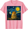 Hamster Starry Night Van Gogh Art for Men Women Kids T-Shirt - Pink