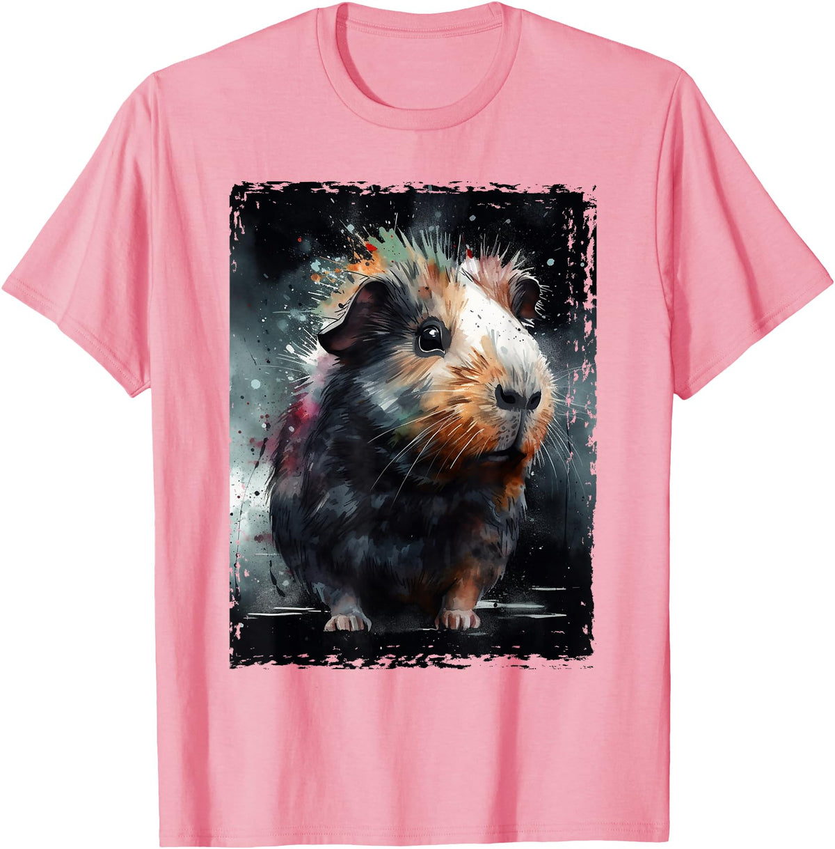 Guinea Pig Lovers Guinea Pig Tees Guinea Pig Shirt Furry Potato Watercolor Guinea Pig Funny T-Shirt - Pink