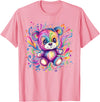 Vibrant Colorful Teddy Bear Illustration Rainbow Splash Teddy Bear T-Shirt - Pink
