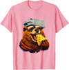 Retro Bear with Cheese for Boys Funny Animal humor Retro Bear Eating Cheese with a Grater Hat T-Shirt - Pink