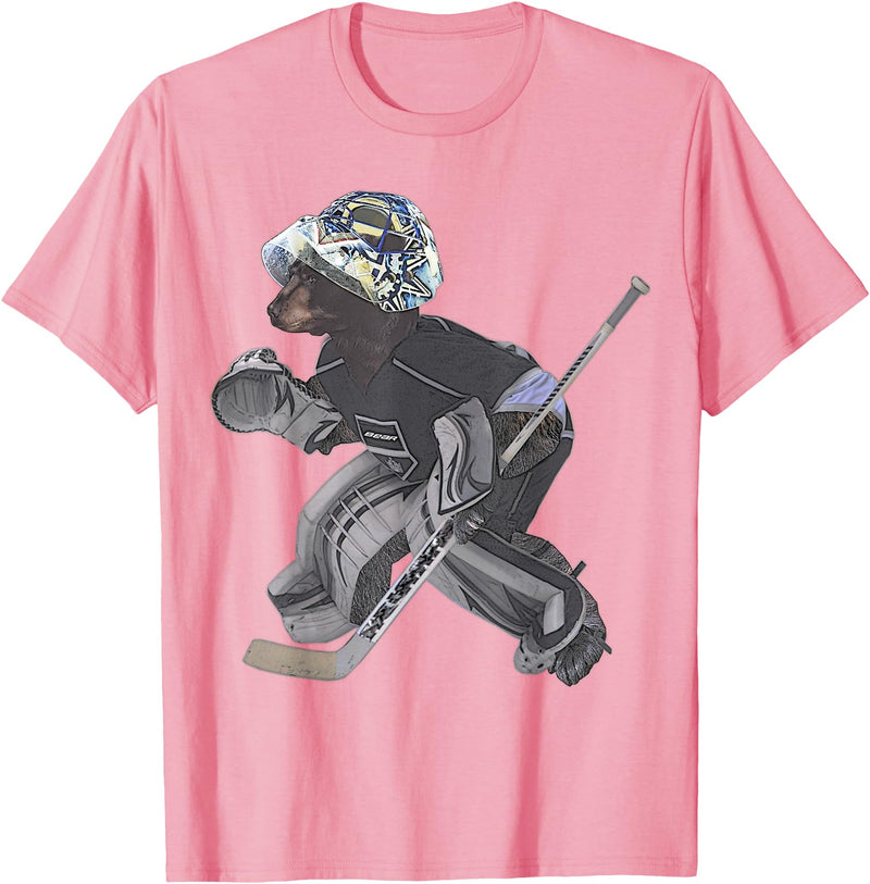 Behrbones Bear Hockey Goalie T-Shirt - Pink