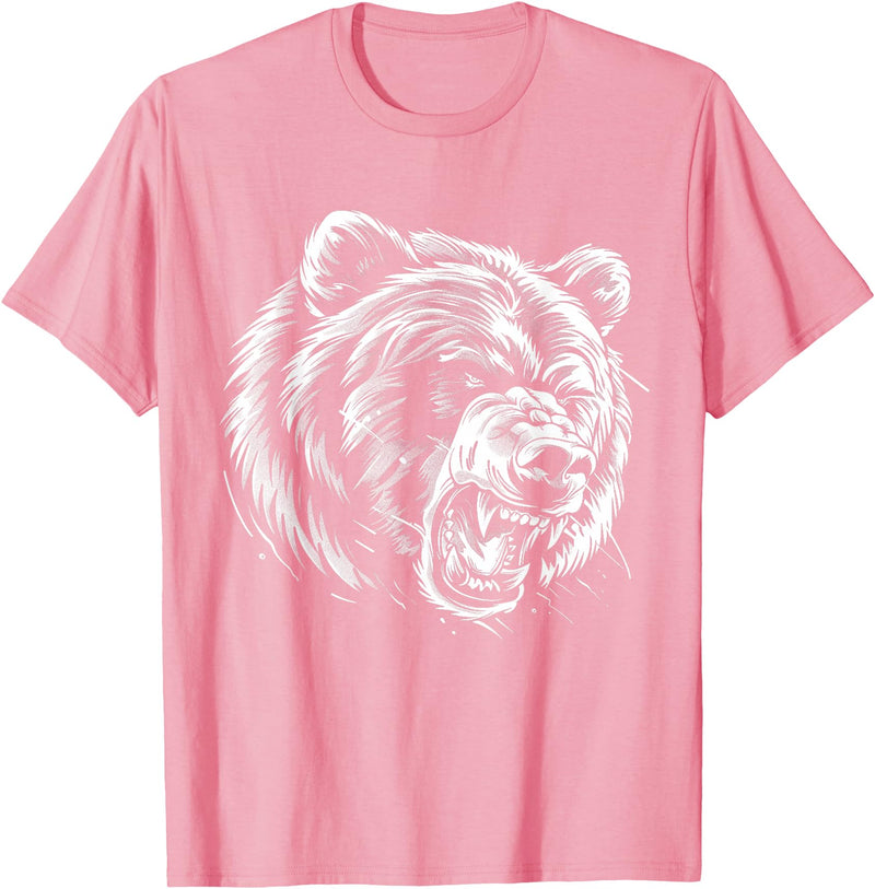 Angry Grizzly Bear T-Shirt - Pink