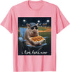 Funny Men Women Pig Baseball Outfit Funny Pig Baseball I Live Here Now T-Shirt - Pink