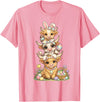 Western Easter Highland Cows Tees Western Easter Highland Cow Cute Bunny Cow Eggs Farmer Girls T-Shirt - Pink