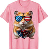 Hamster 4th Of July American Independence Day USA Patriotic T-Shirt - Pink