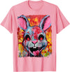 Pop Art Colorful Killer Bunny Rabbit Halloween T-Shirt in Pink
