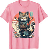 NINJA KITTEN WARRIORS Japanese Samurai Cat Tattoo, Kawaii Ninja Cat Women, Girls T-Shirt