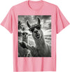 Funny Llama Stuff Accessories & Gifts Cool Llama Selfie At The Beach, Cute Llamas Alpaca T-Shirt - Pink