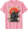 Japanese Samurai Bear Woodblock Art Samurai Brown Bear Ukiyo-e Ink Warrior Art Japanese Bear Art T-Shirt - Pink
