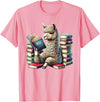 Llama Book Lover Llama Reading Book Reader Bookworm Alpaca Lover T-Shirt - Pink