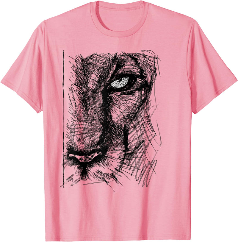 A Lions Gaze Aesthetic Lioness Face Graphic Leaders of African Pride Lions Womens T-Shirt - Pink