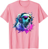 Colorful Artistic Polar Bear Animal Motifs Polar Bear Colorful Music Headphones Artistic Polar Bears T-Shirt - Pink