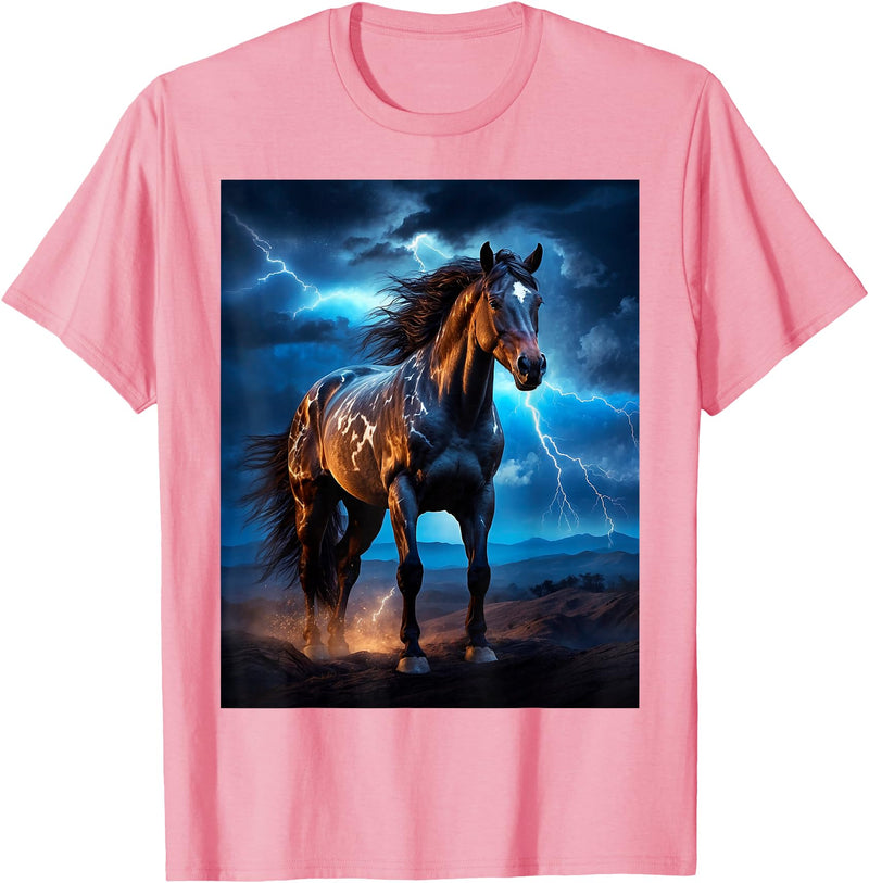 Reizendes Pferd mit Blitz Hemden JG Beautiful Horse with Lightning Sky - Horse T-Shirt - Pink