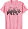 Dramabite Bear Double Exposure Surreal Wild Animals T-Shirt - Pink