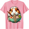 Cute Guinea Pig Gifts Guinea Pig Eating Ramen Japanese Noodles T-Shirt - Pink