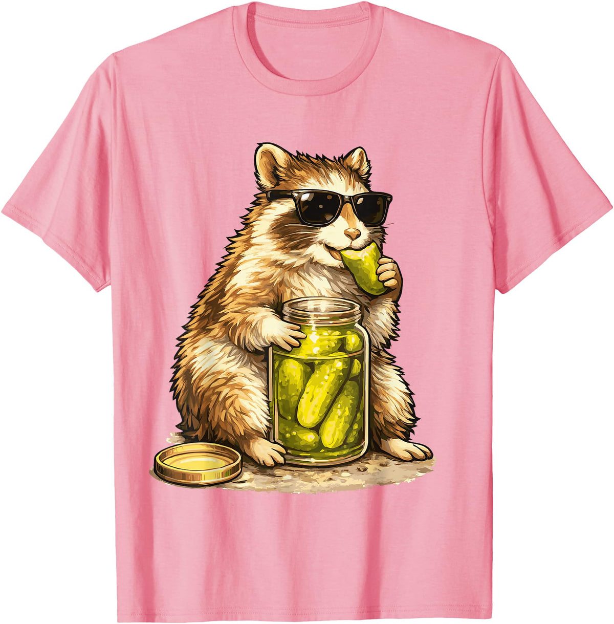 Pickle Munching Guinea Pig Designs Funny Guinea Pig Pickle Lover T-Shirt - Pink