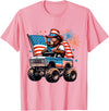 Bear Monster Truck 4th of July American Flag Boys T-Shirt - Pink