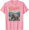 Glacier National Park Montana USA Outdoor Vintage Glacier National Park Retro T-Shirt - Pink