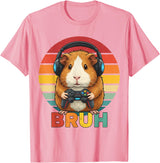 Gaming Guinea Pig Bruh Retro Gamer Guinea Pig Boys Guinea Pig Video Games Guinea Pig Bruh Retro Guinea Pig Boys T-Shirt - Pink