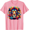 Lion Lover Face Wild Animal Lion Face Colorful Wild Animal Cute Lion T-Shirt - Pink