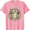 Funny Leopard Cow Skull designs Funny Leopard Cow Skull print Flower Rustic Turquoise T-Shirt - Pink