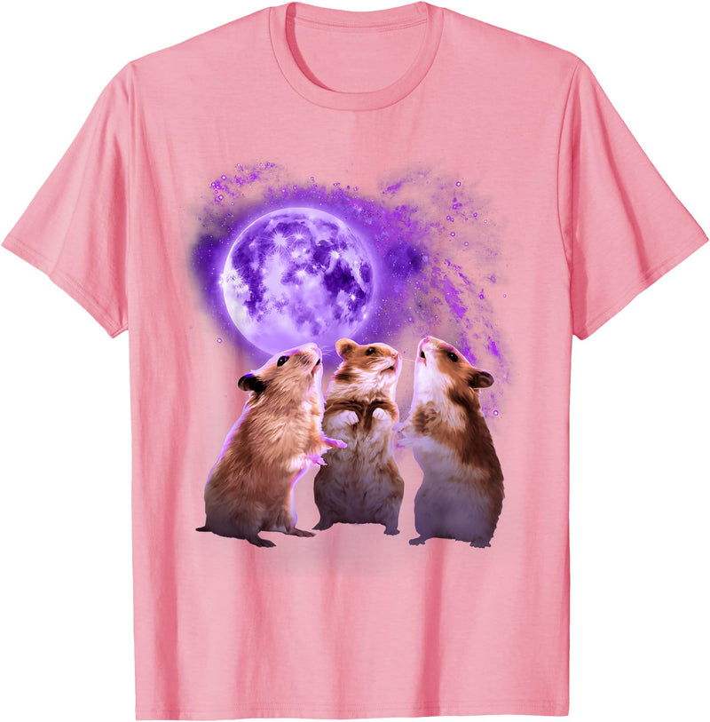 Hamsters Howling at The Moon Shirt - Funny Hamster T-Shirt - Pink