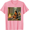 Wildfire Adventure Awaits Co. Bear Camping by the Campfire. Nature Adventure Funny Garment T-Shirt - Pink